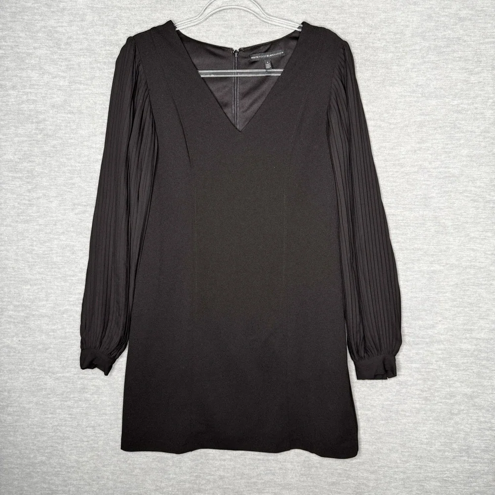 White House Black Market Size 4 Shift Dress Pleated Sleeves Short Cocktail WHBM - Picture 1 of 7